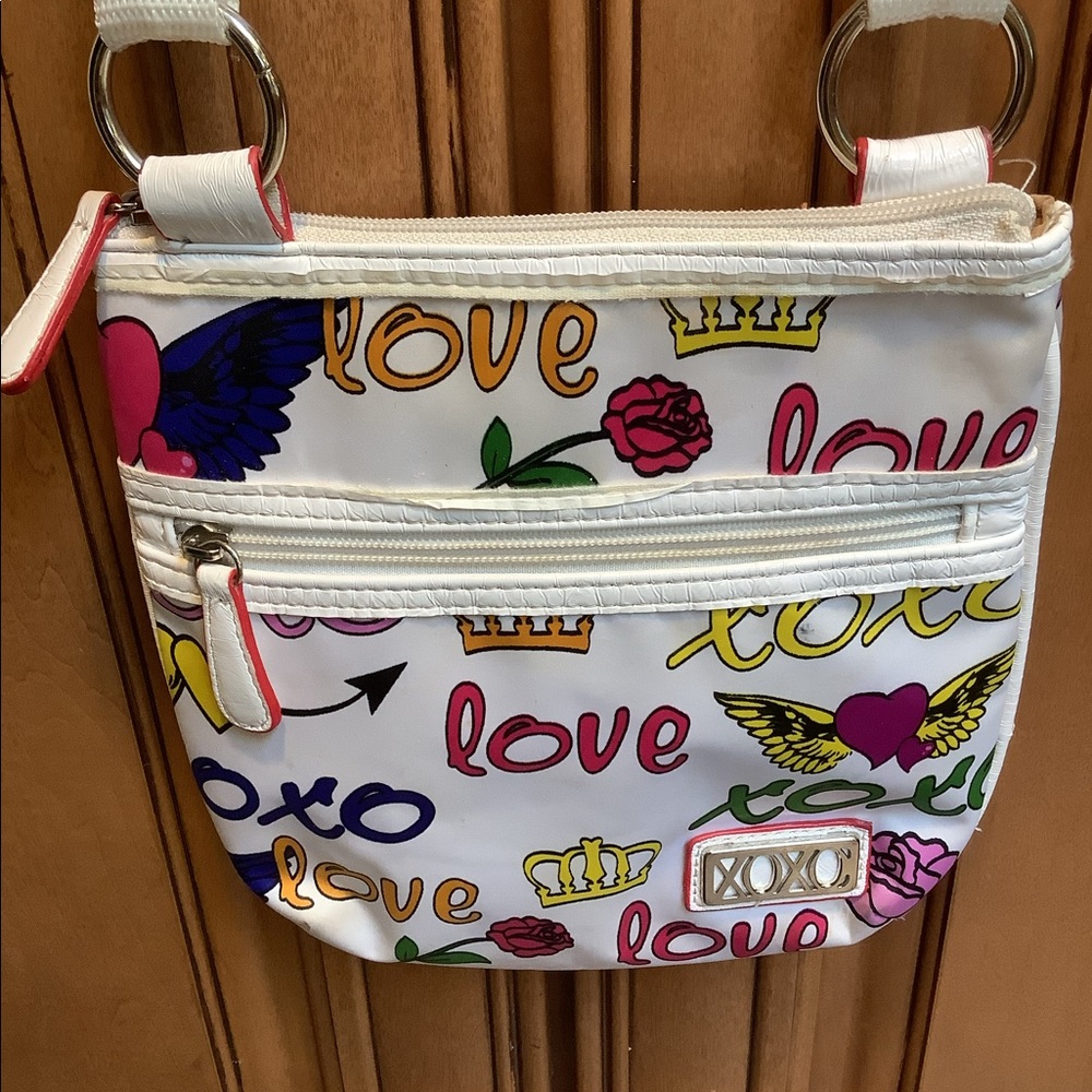 SMALL TWO ZIPPER LOVE CROSSBODY HANDBAG
